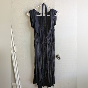Loft Navy with White Stripes High/Low Dress Size M